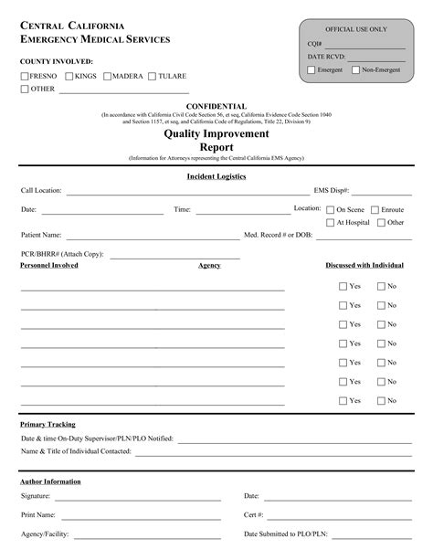 quality improvement report template